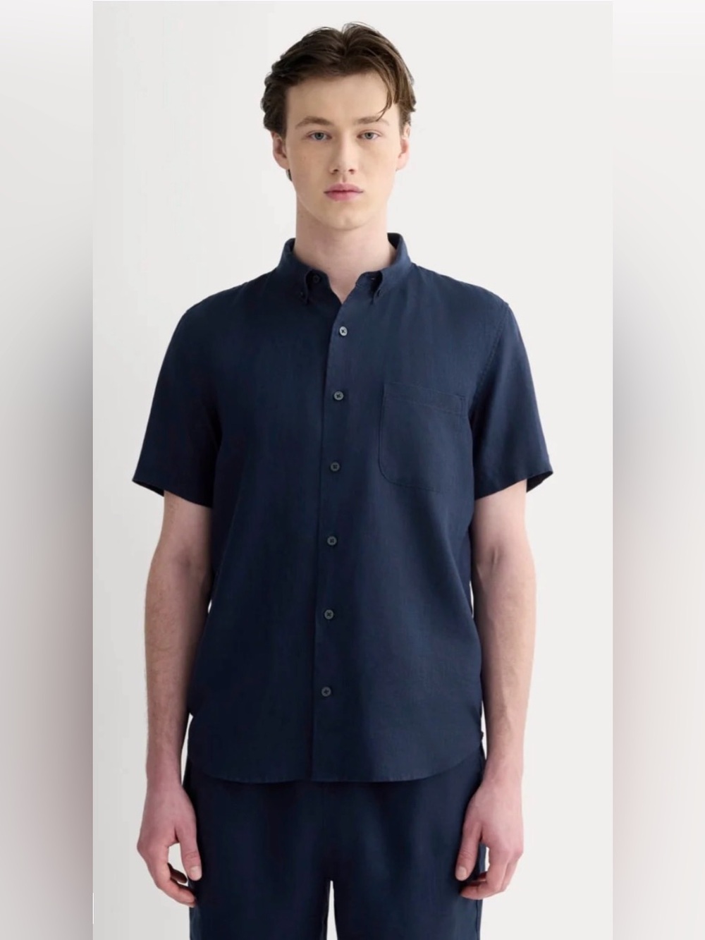New Everlane THE CLASSIC SHORT-SLEEVE SHIRT IN LINEN Navy Size M